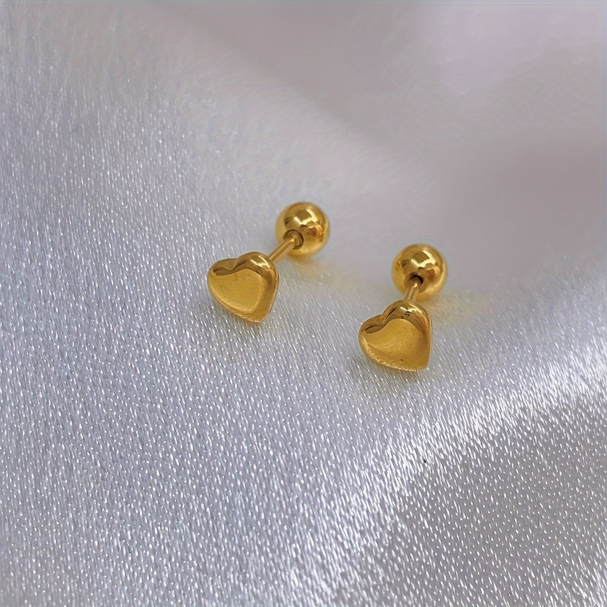 Stylish Heart-Shaped Twisted Round Ball Earrings — Stainless Steel